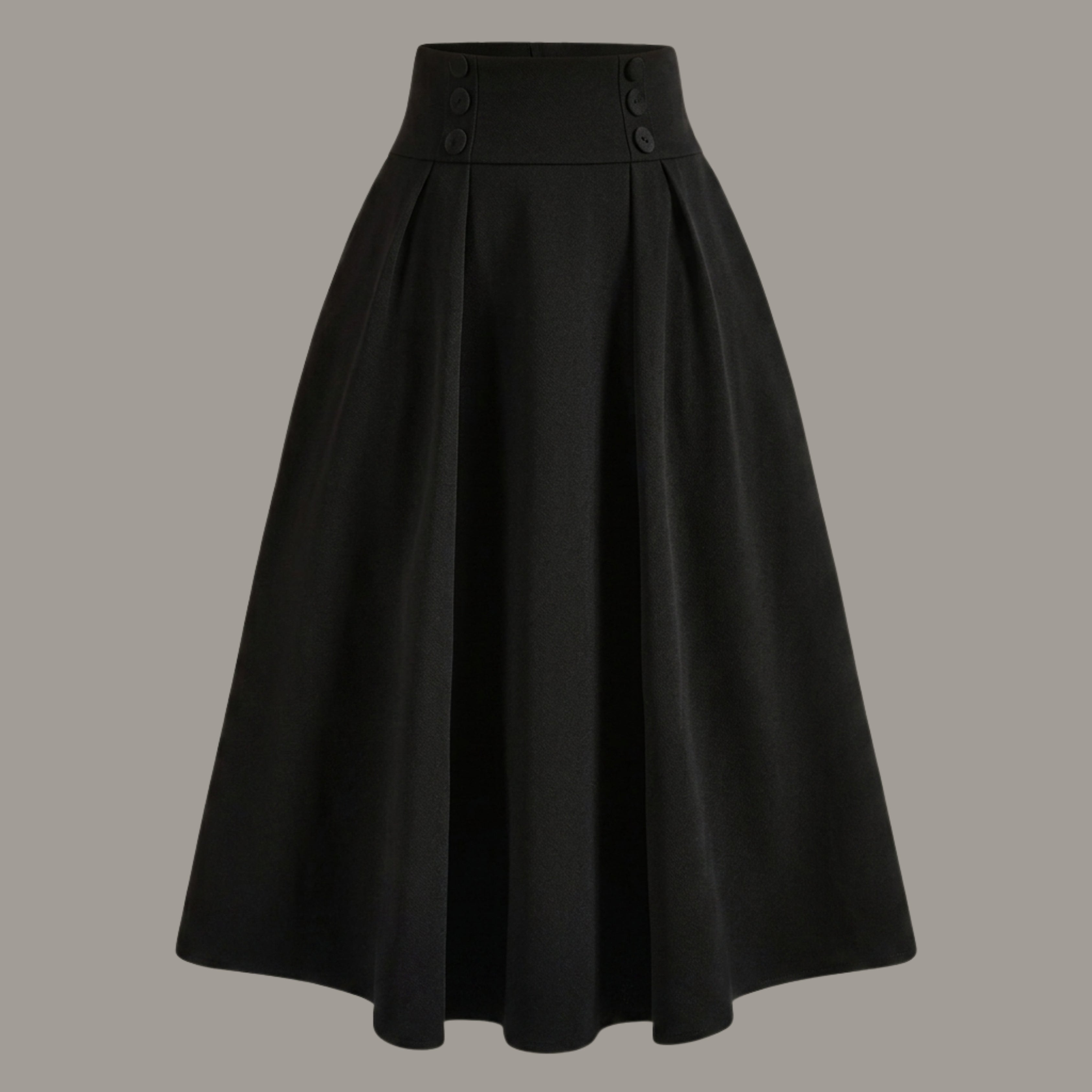 Korean Style High Waist A-Line Midi Skirt for Women | Elegant Flared Black Skirt