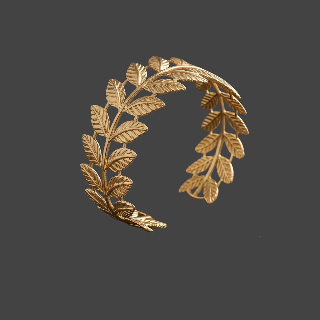 Gold Leaf Cuff Bracelet for Women | Adjustable Anti-Tarnish Open Bangle