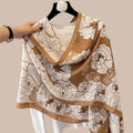Scarf for Women - Beige Floral Print Lightweight Shawl, Women's Stole, Wrap & Neck Scarf