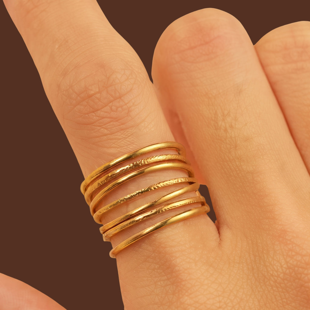 Minimalist Multi-Layer Adjustable Gold Ring for Women | Anti-Tarnish Open Band Statement Ring