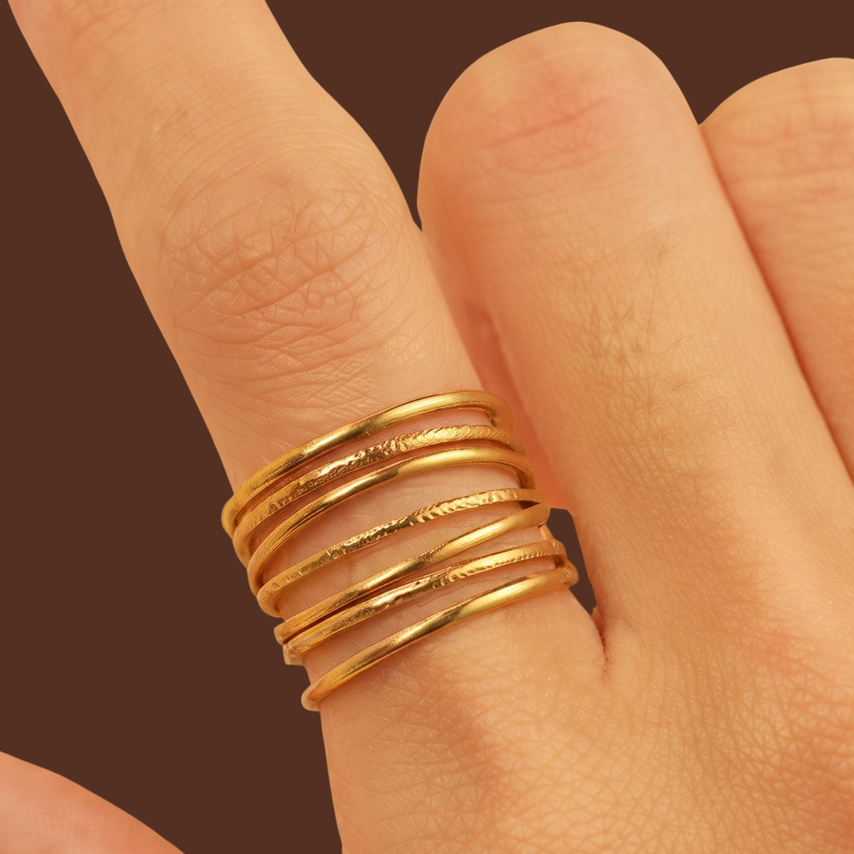 Minimalist Multi-Layer Adjustable Gold Ring for Women | Anti-Tarnish Open Band Statement Ring