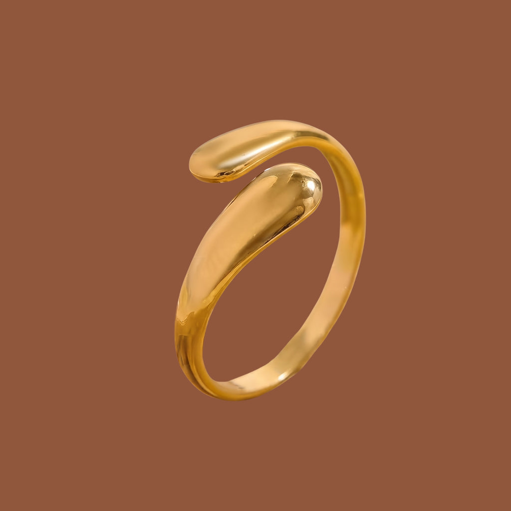 Minimalist Gold Adjustable Open Ring for Women | Anti-Tarnish Gold-Plated Statement Ring
