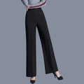Women's Korean Wide Leg Pants Black | High Waist Stretch Formal & Casual Trousers