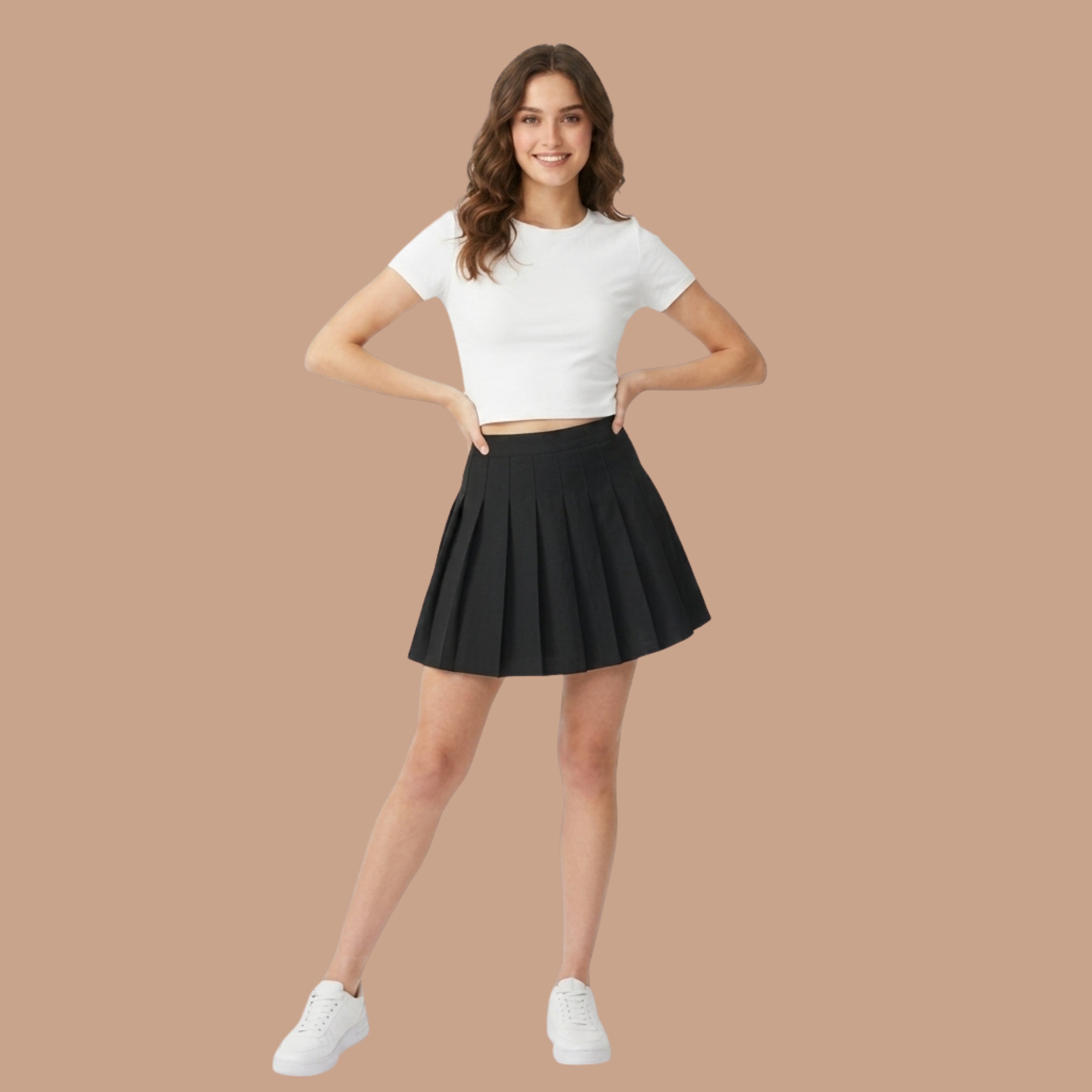 Nine99 Store Korean Pleated Mini Skirt for Women | High-Waist A-Line Tennis Skirt | Casual, College & Streetwear | Black