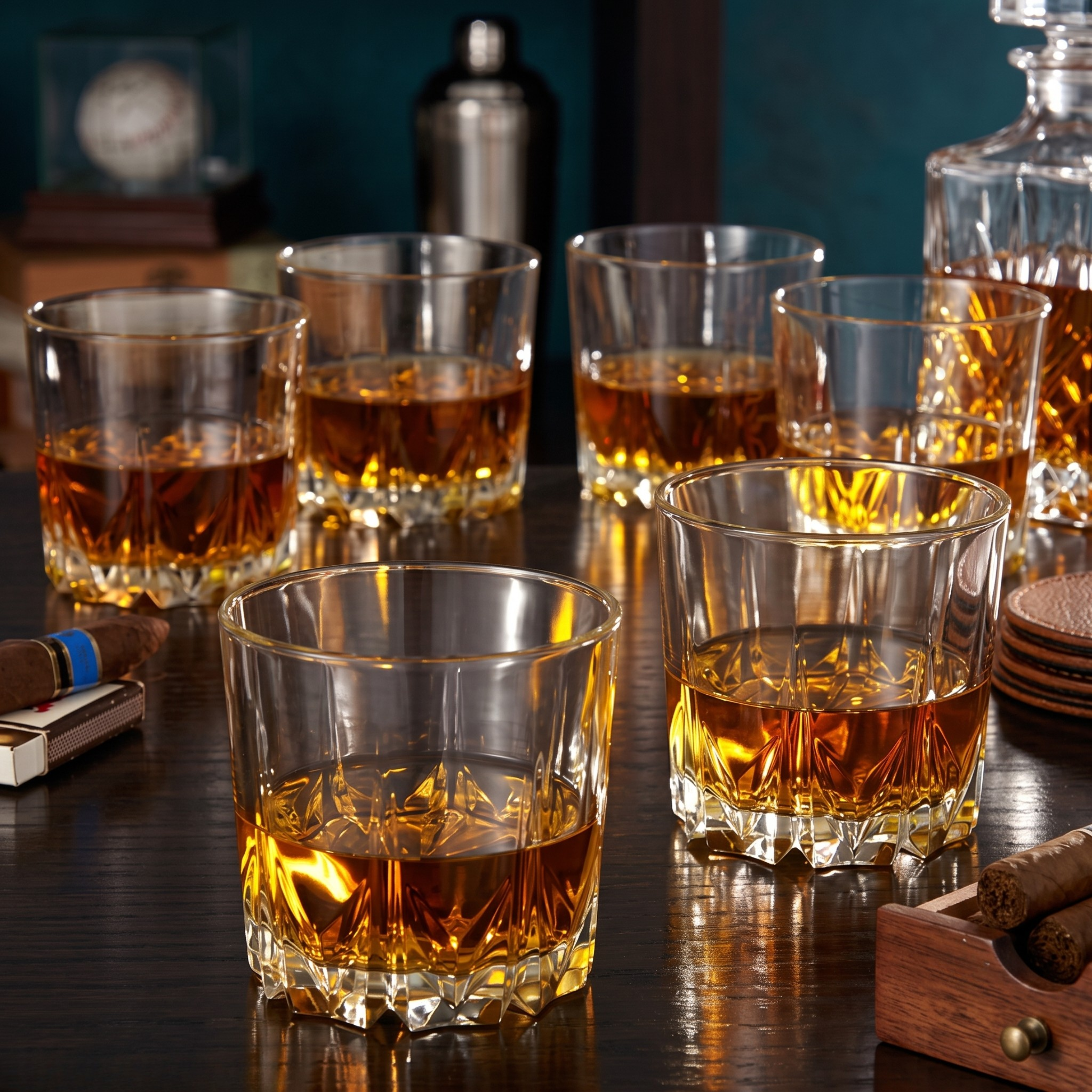 Premium Clear Whiskey Glasses (Set of 6) | Elegant 275ml Glass Tumblers for Scotch, Bourbon & Cocktails