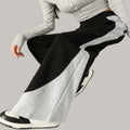 Women's KOREAN Color Block Wide Leg Sweatpants – Oversized High Waist Casual Black & Grey