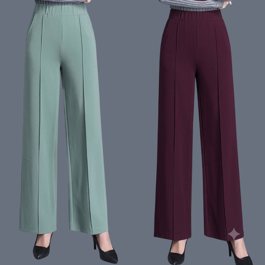 Korean Wide Leg Pant for Women| High Waist Stretch Office & Casual Trousers |
