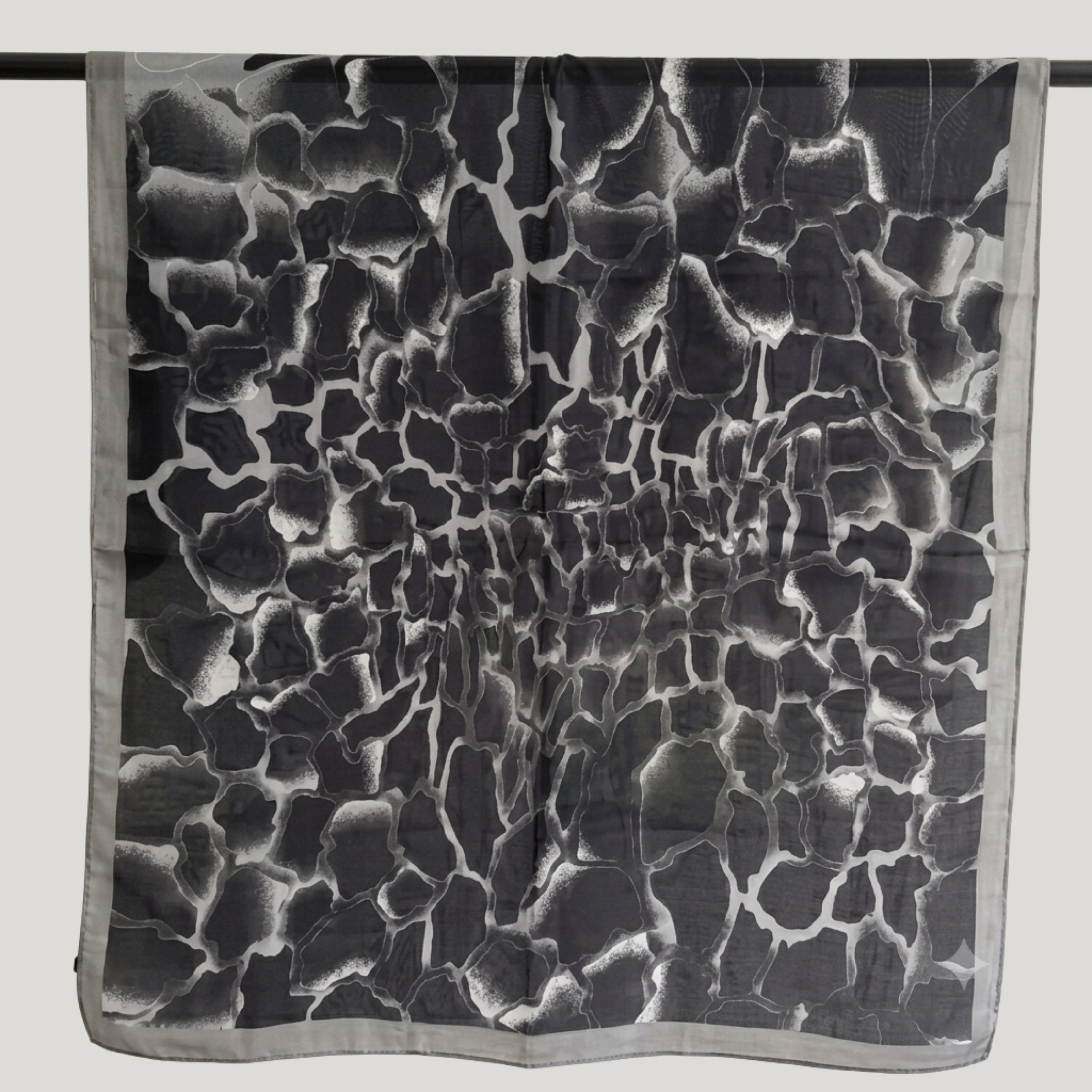 Elegant Black & Grey Abstract Print Women's Scarf | Soft Lightweight Korean Style Shawl, Wrap & Stole
