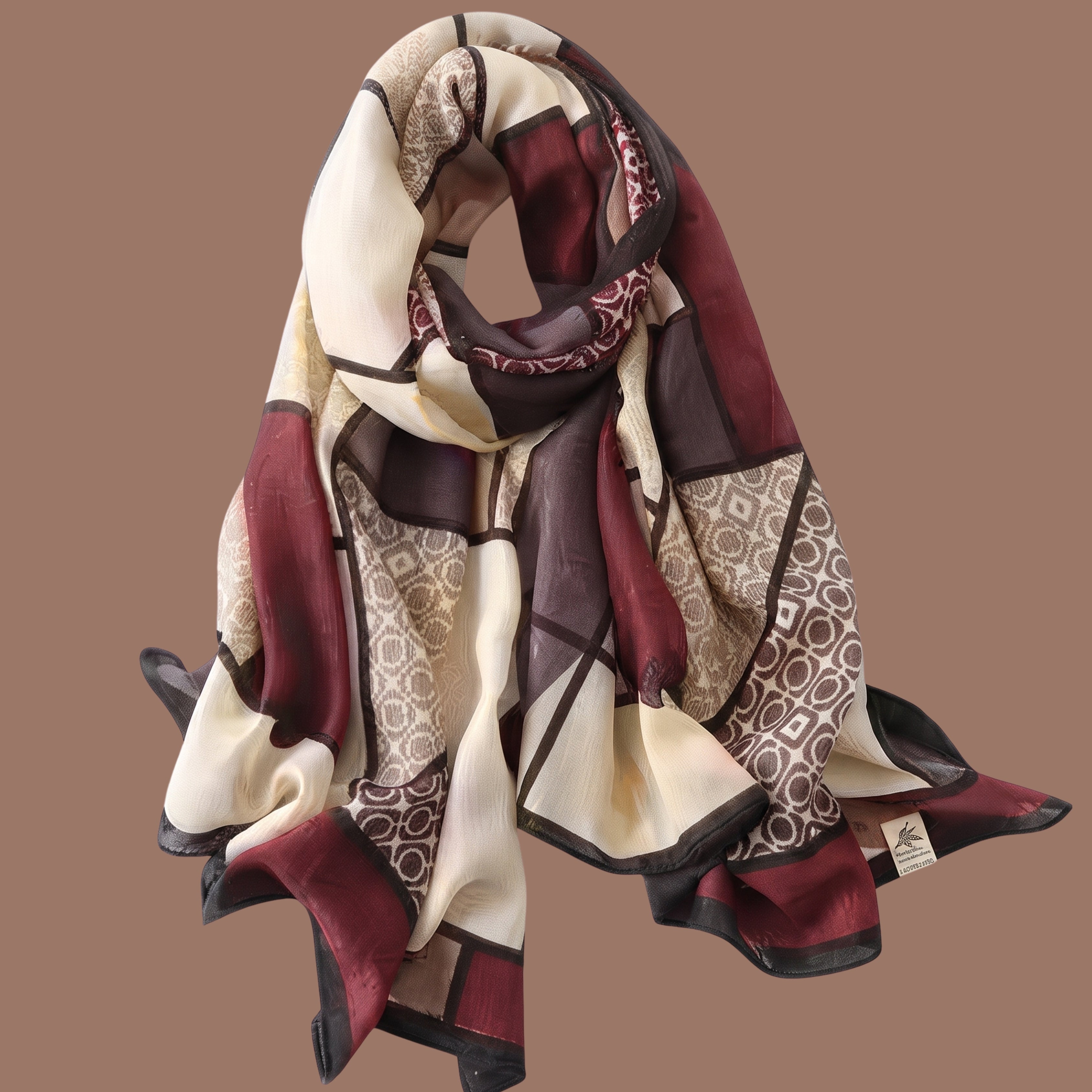 Elegant Geometric Print Scarf for Women | Lightweight Fashion Shawl, Wrap & Stole