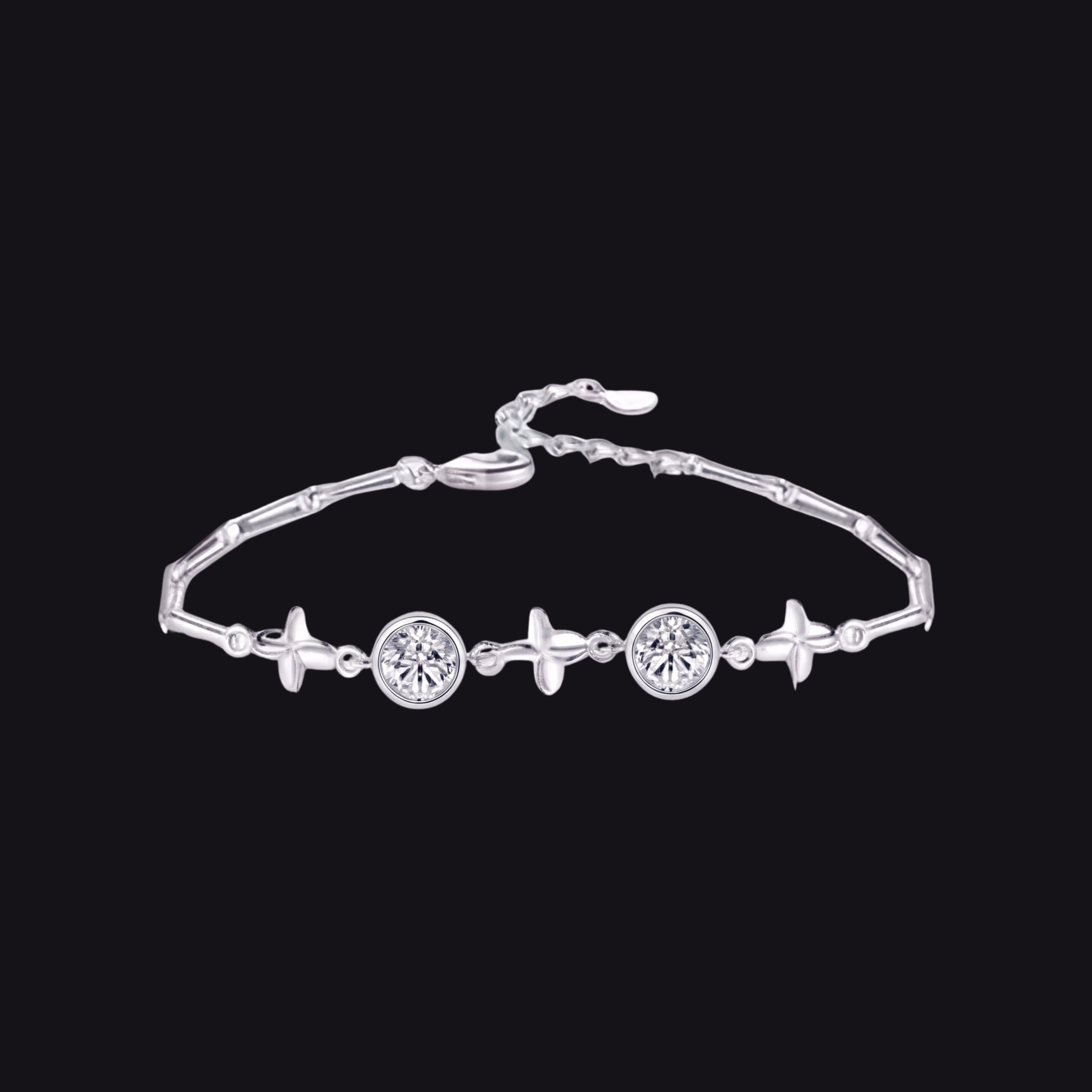 Silver Crystal Bracelet for Women | Adjustable Anti-Tarnish Bracelet
