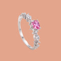 Pink Heart Crystal Ring for Women | Adjustable Anti-Tarnish Silver Ring
