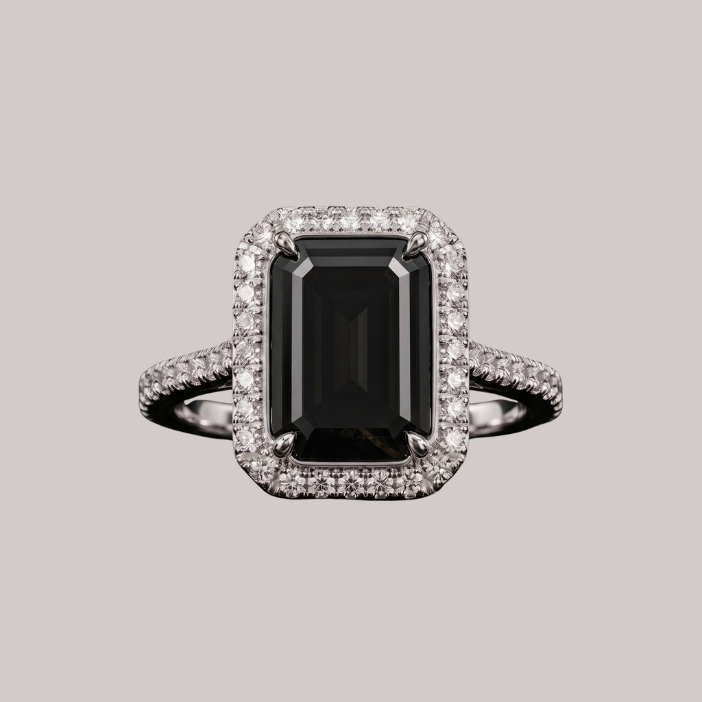 Black Rectangular Statement Ring for Women | Adjustable Anti-Tarnish Crystal Ring