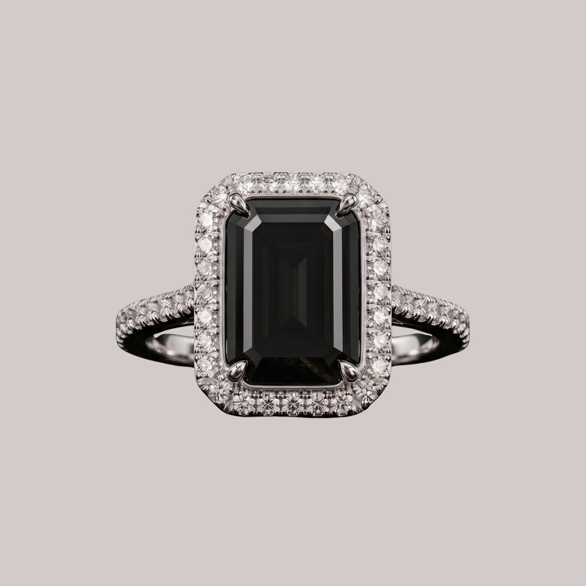 Black Rectangular Statement Ring for Women | Adjustable Anti-Tarnish Crystal Ring