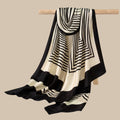 Black & White Geometric Stripe Scarf for Women | Soft Korean Style Shawl, Wrap & Stole