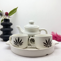 Artisanal Ceramic Teapot, 2 Cups & Tray Set | Eco-Friendly Kitchenware