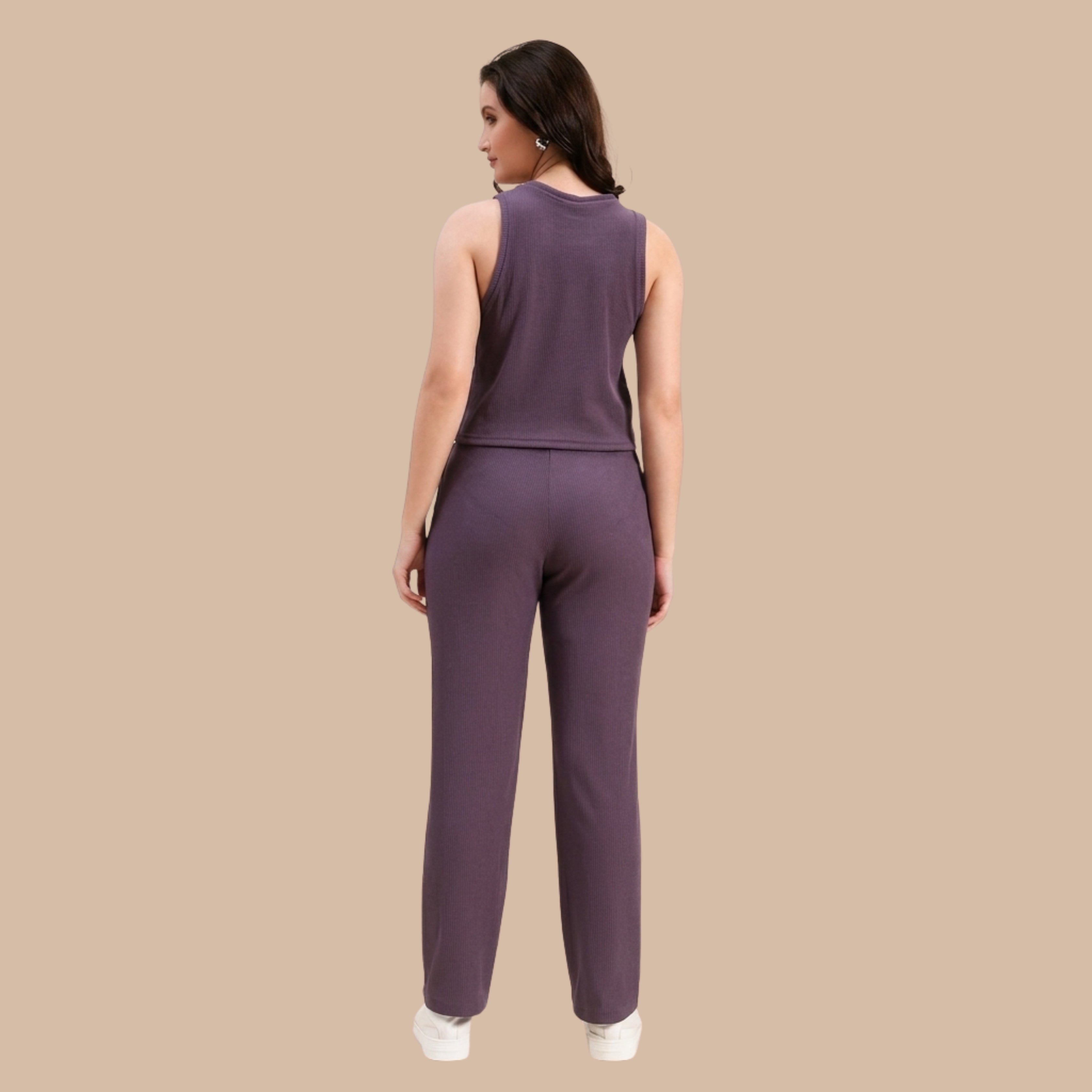 Women's Co-Ord Set | Sleeveless Crop Top & Straight Fit Pants | Casual Lounge Wear