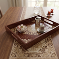 Elegant Red Wooden Serving Tray with Intricate Pattern | 30x22 cm