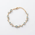 Gold Leaf Crystal Bracelet for Women | Adjustable Anti-Tarnish Bracelet with Blue Stones