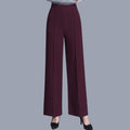 Women's Korean Wide Leg Pants | High Waist Stretch Formal & Casual Trousers | Maroon