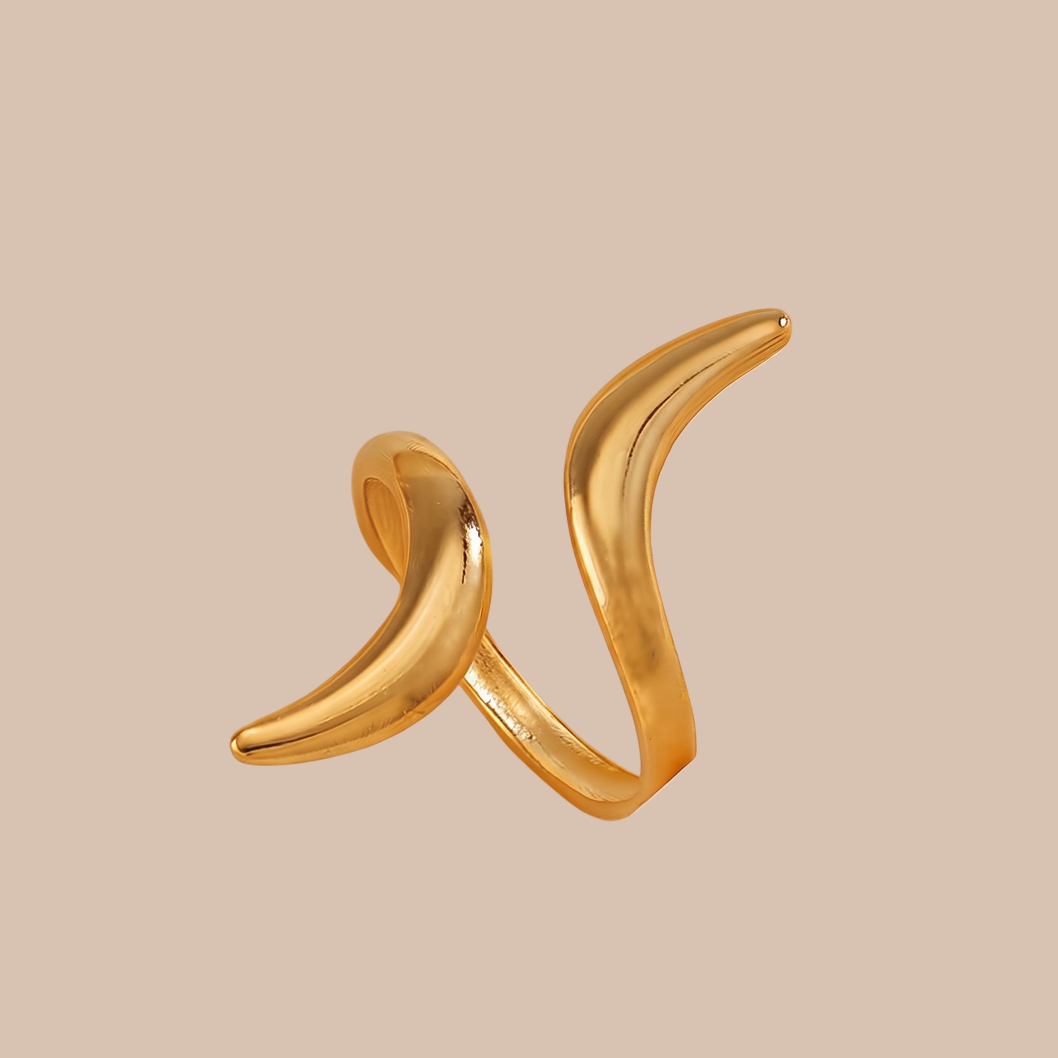 Modern Wave Adjustable Ring for Women | Anti-Tarnish Gold-Plated Minimalist Open Ring | Statement Fashion Jewelry