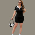 Casual black Slim Fit Polo T-Shirt Dress