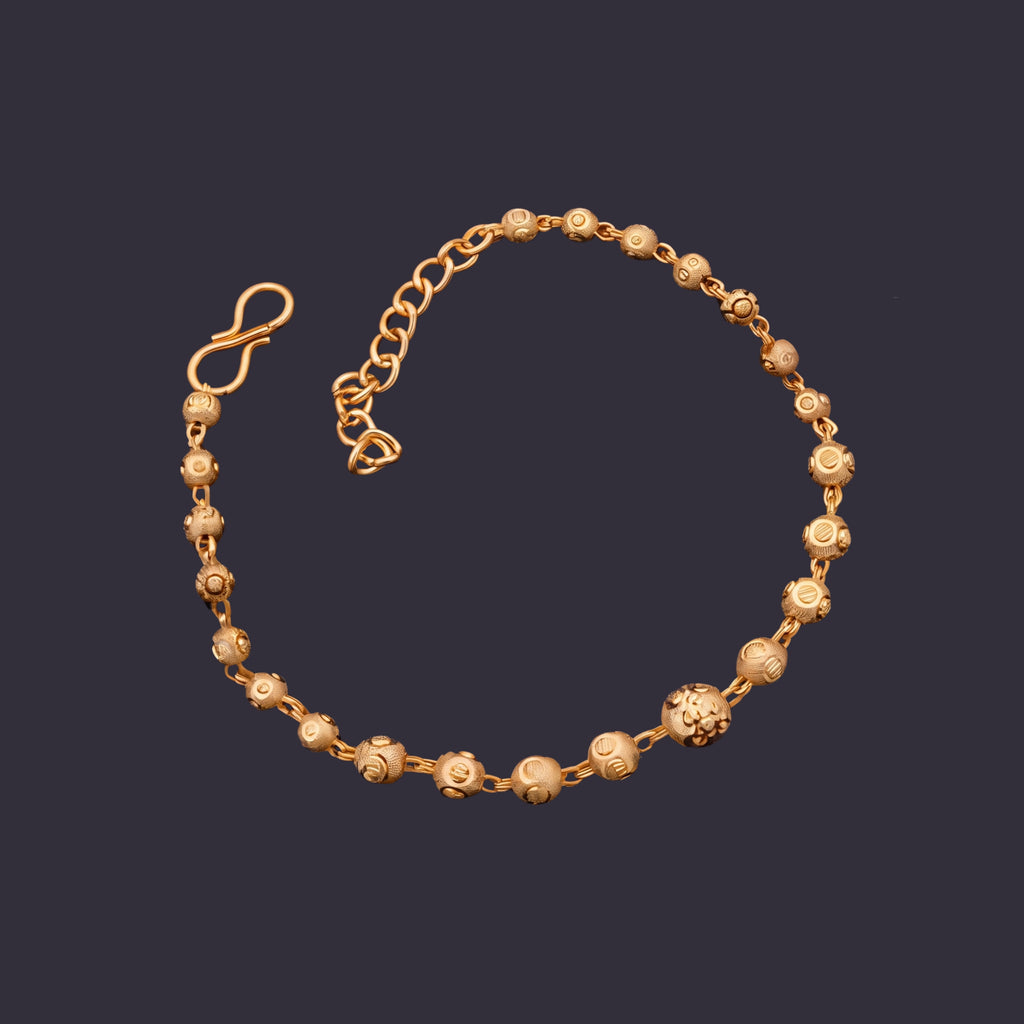 Gold Textured Bead Bracelet for Women | Adjustable Anti-Tarnish Minimalist Bracelet