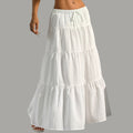 Korean Style Casual White Maxi Skirt | Summer Long Skirt