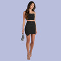 Black Glitter Co-Ord Set for Women | Sparkly Crop Top & Mini Skirt Party Outfit