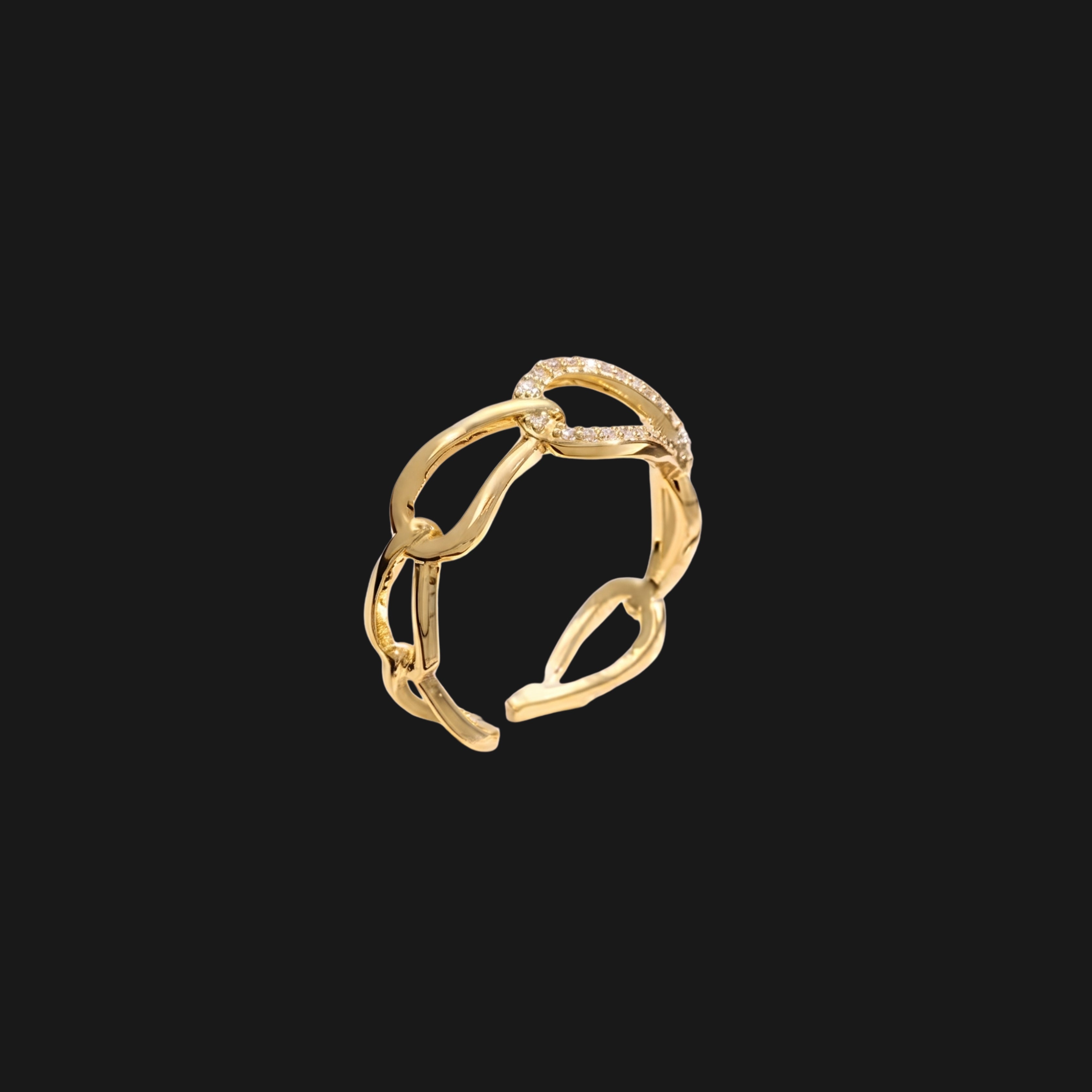 Infinity Link Adjustable Ring for Women | Anti-Tarnish Crystal Open Ring | Minimalist Statement Jewelry