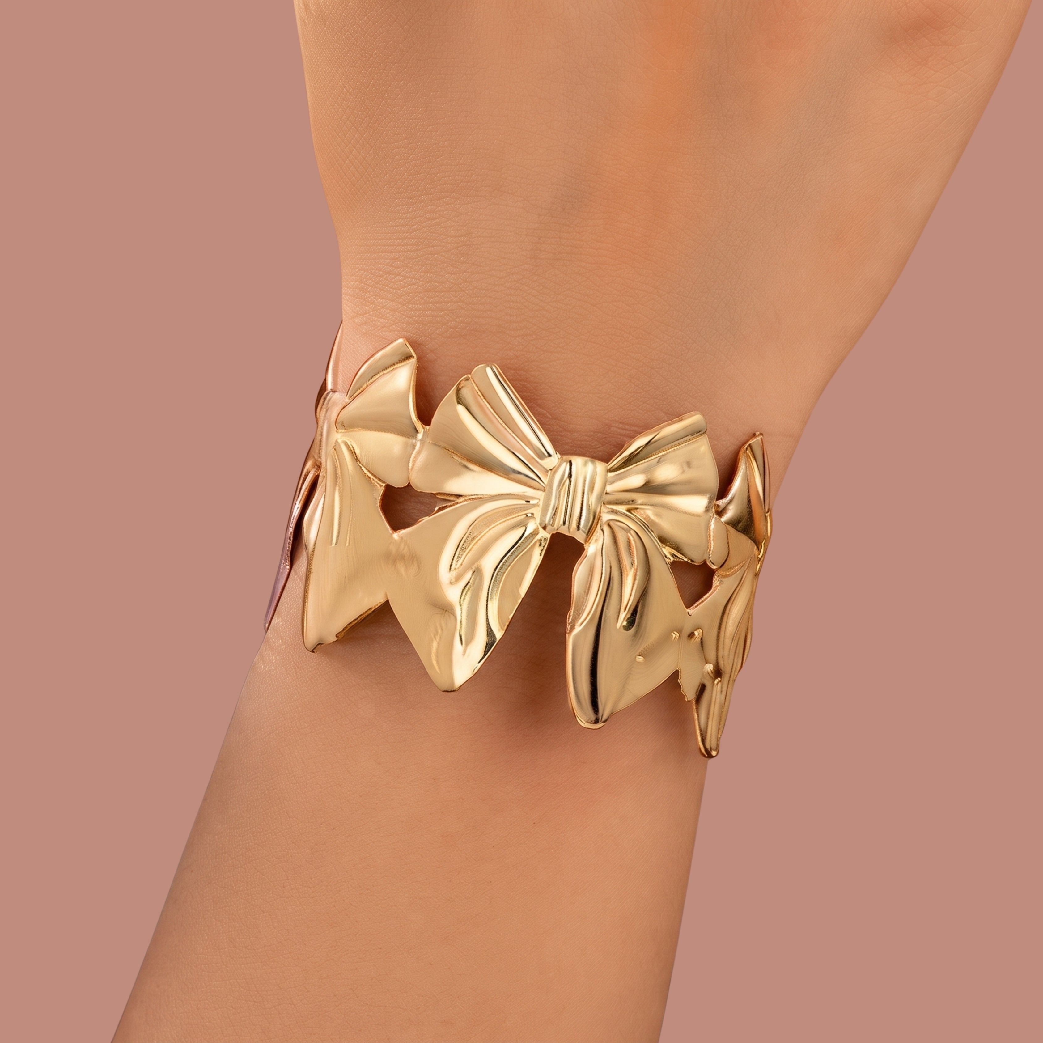 Gold Bow Cuff Bracelet for Women | Adjustable Anti-Tarnish Statement Bangle