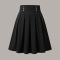 Korean High-Waist Flared Midi Skirt for Women | Elegant A-Line Office & Casual Skirt | Black