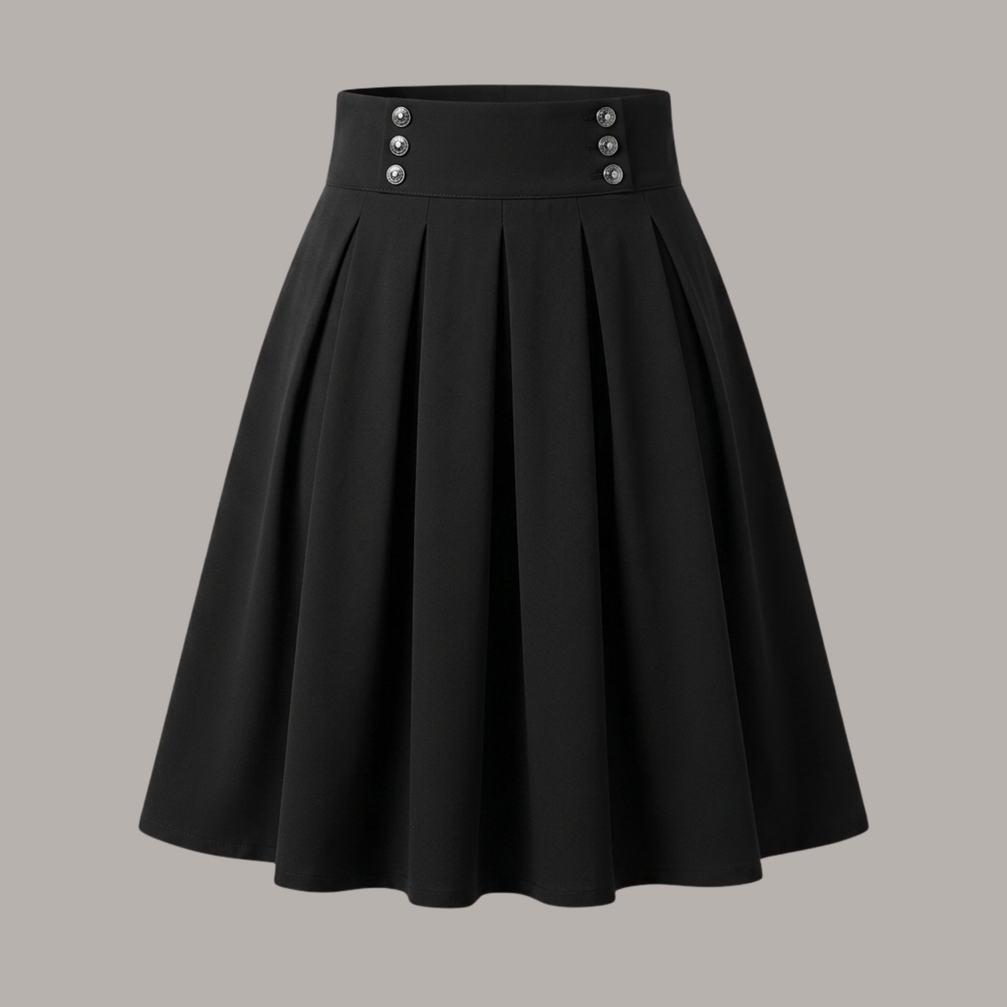 Korean High-Waist Flared Midi Skirt for Women | Elegant A-Line Office & Casual Skirt | Black