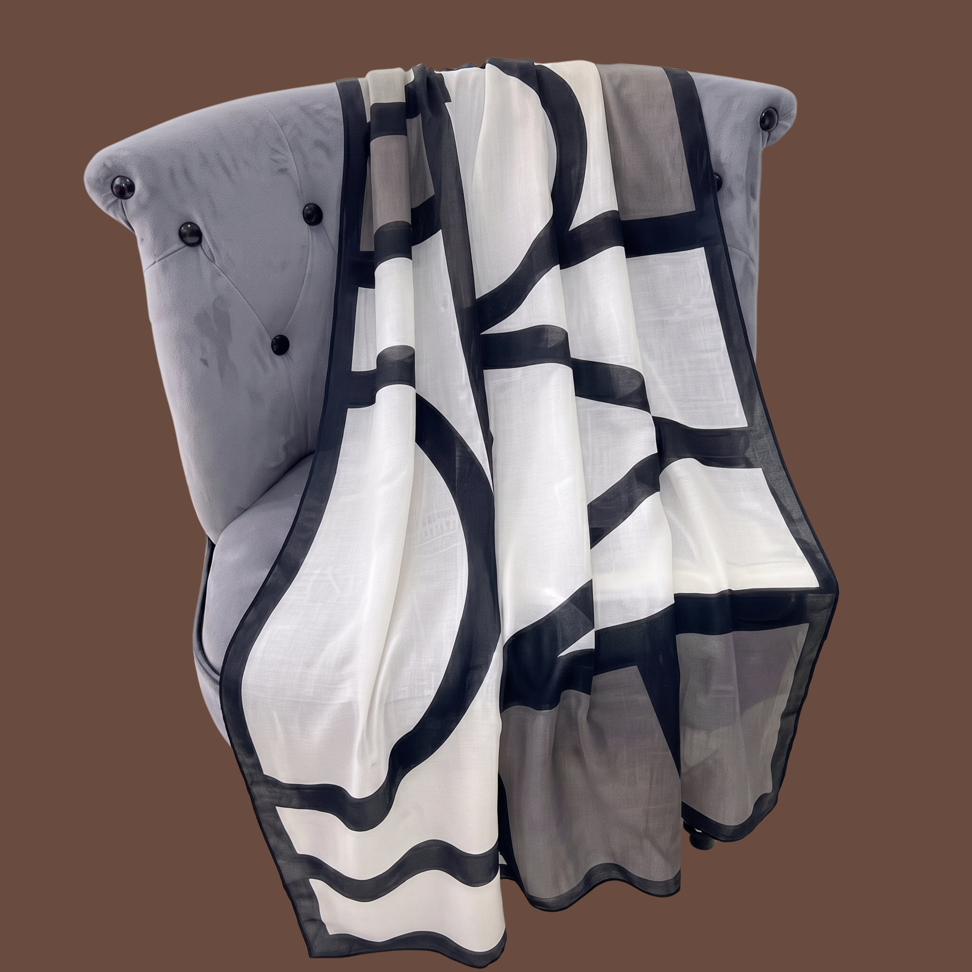 Modern Black & White Geometric Print Scarf for Women