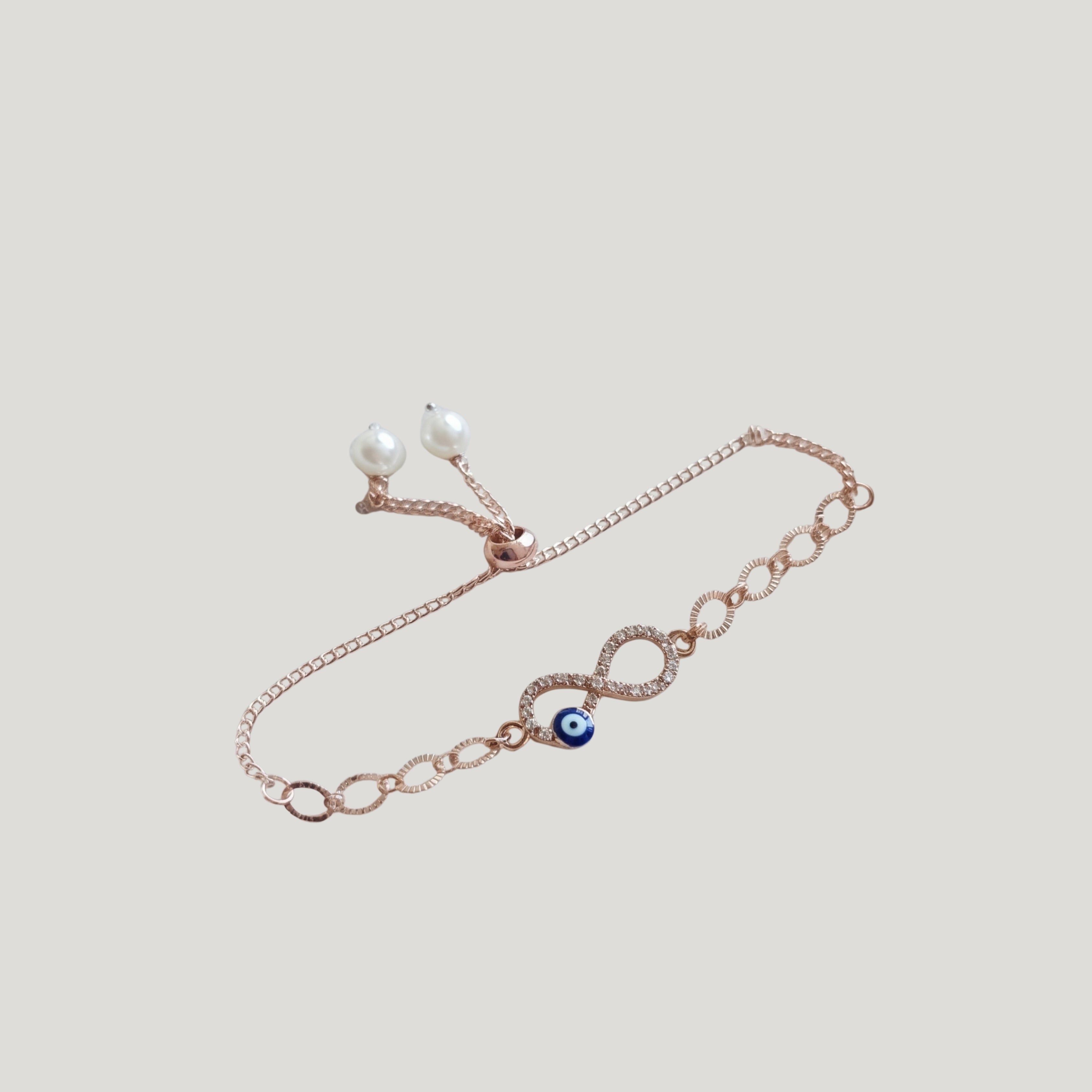 Infinity Evil Eye Adjustable Bracelet for Women | Anti-Tarnish Rose Gold Bracelet