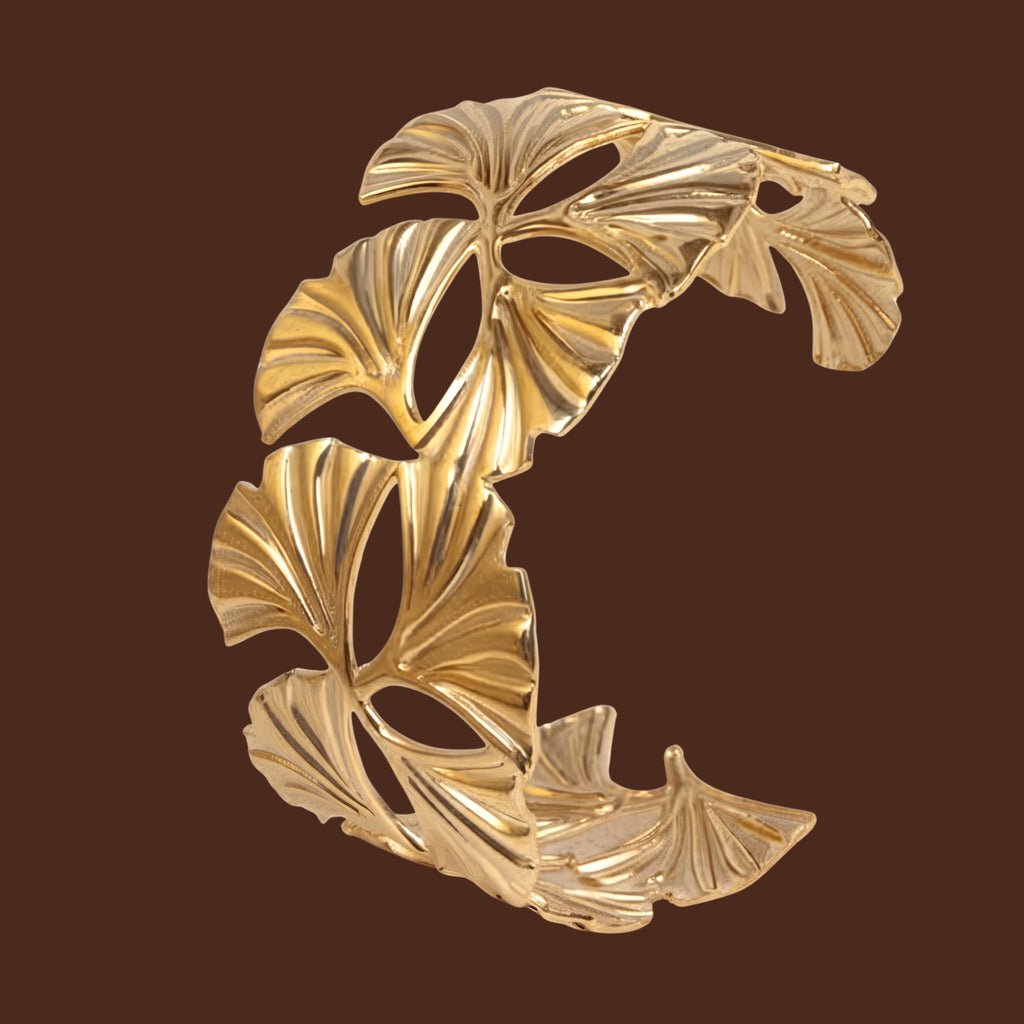 Gold Monstera Leaf Cuff Bracelet for Women | Adjustable Anti-Tarnish Statement Bangle