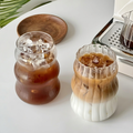 Premium Aesthetic Wavy Glass Sipper Tumblers - 500ml Water, Juice & Iced Coffee Glasses (Pack of 2)