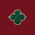Adjustable Green Clover Ring for Women | Anti-Tarnish Gold-Tone Statement Ring