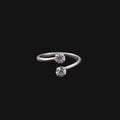 Dual Solitaire Adjustable Ring for Women | Anti-Tarnish Silver Crystal Open Ring