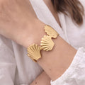 Gold Seashell Cuff Bracelet for Women | Adjustable Anti-Tarnish Statement Bangle
