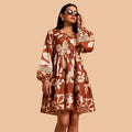Women's Rust Floral Tiered Mini Dress