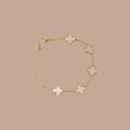 White Clover Gold Bracelet for Women | Anti-Tarnish Adjustable Charm Bracelet