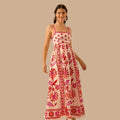 Pink Floral Printed Maxi Sleeveless Summer Dress
