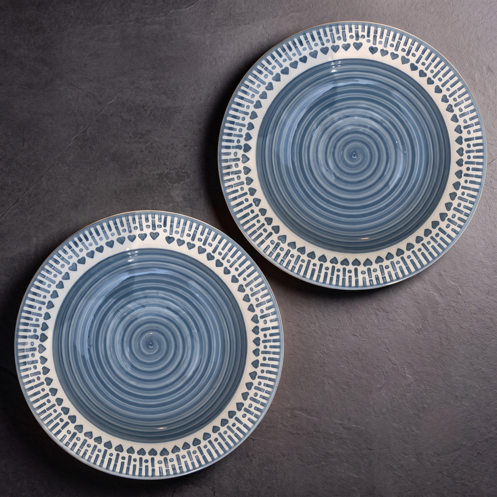 Premium Blue Ceramic Quarter Plates | 19cm, 300ml, Microwave Safe