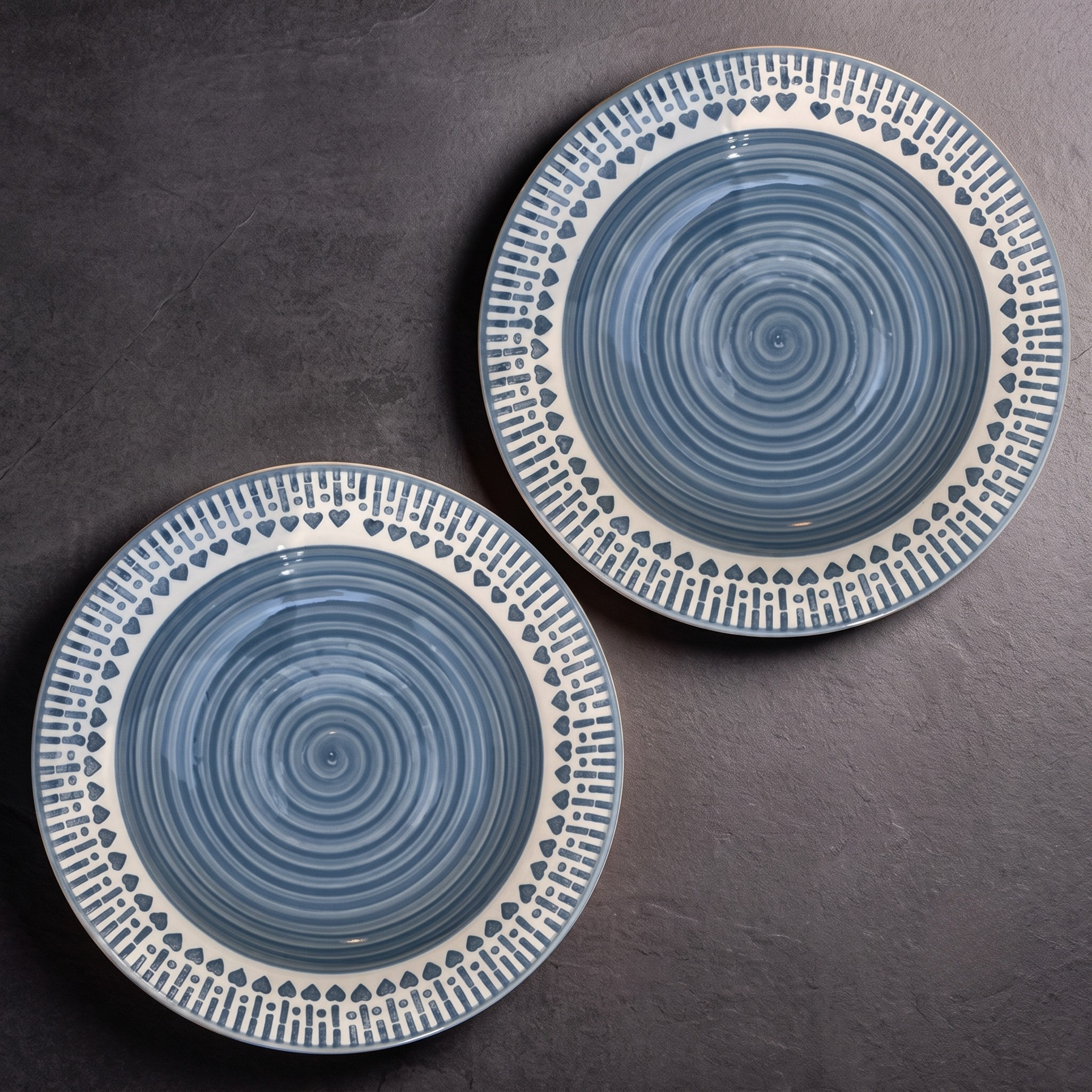 Premium Blue Ceramic Quarter Plates | 19cm, 300ml, Microwave Safe