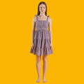Purple Gingham Tie-Strap Tiered Dress for Women | Casual Summer Cotton Dress