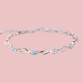 Blue Crystal Wave Bracelet for Women | Adjustable Anti-Tarnish Silver Bracelet