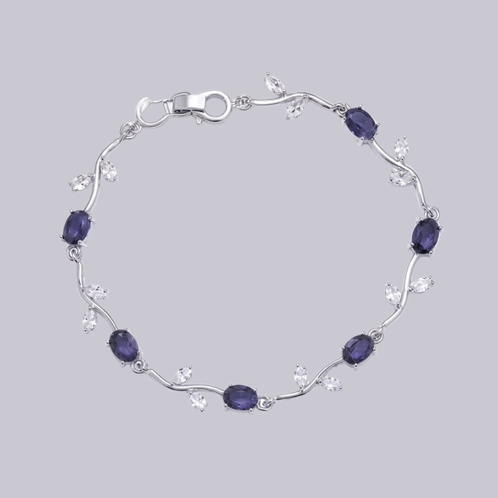 Purple Crystal Vine Bracelet for Women | Adjustable Anti-Tarnish Silver Bracelet