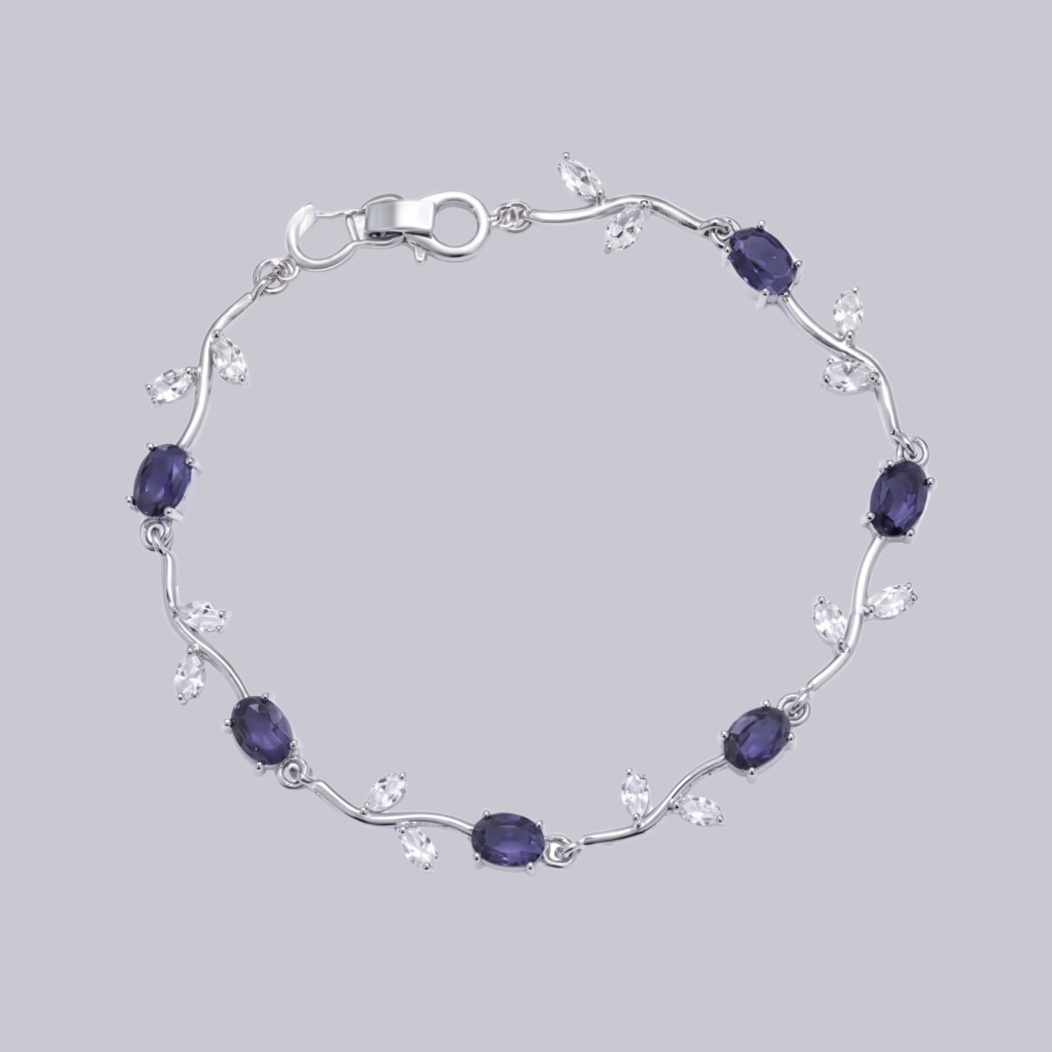Purple Crystal Vine Bracelet for Women | Adjustable Anti-Tarnish Silver Bracelet