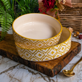 Premium Gold Ceramic Serving Bowls (Set of 2) | Microwave Safe & Reusable