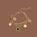 Double Layer Adjustable Charm Bracelet for Women | Anti-Tarnish Gold-Plated Geometric Chain Bracelet